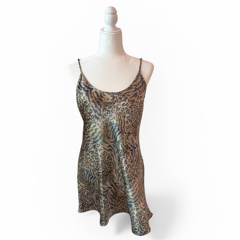 Jones New York Satin Slip Leopard Print Y2K Size Large